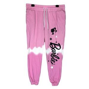 Barbie Jogger Pants Women's XL Pink Starry Graphic Cotton High-Rise Drawstring